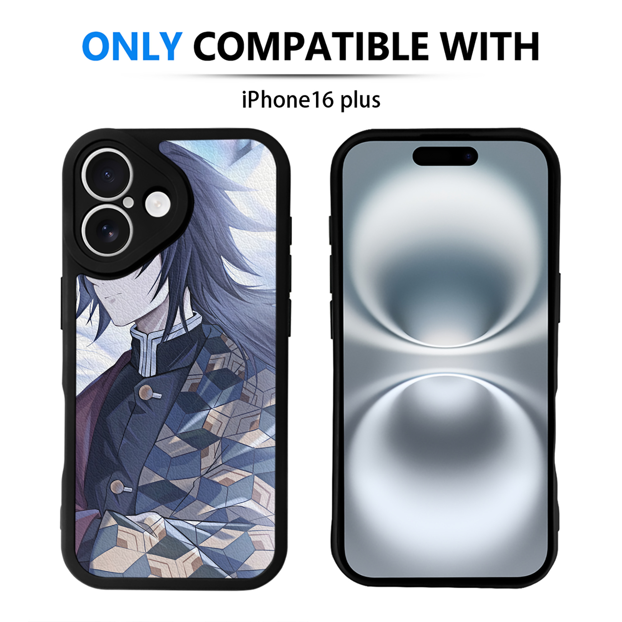 （画像用） 鬼滅の刃（きめつのやいば）水柱-冨岡 義勇／とみおか ぎゆう Tomioka Giyuu 【iPhone 16シリーズ対応】シリコンスマホケース（レザー調） 材質：シリコン